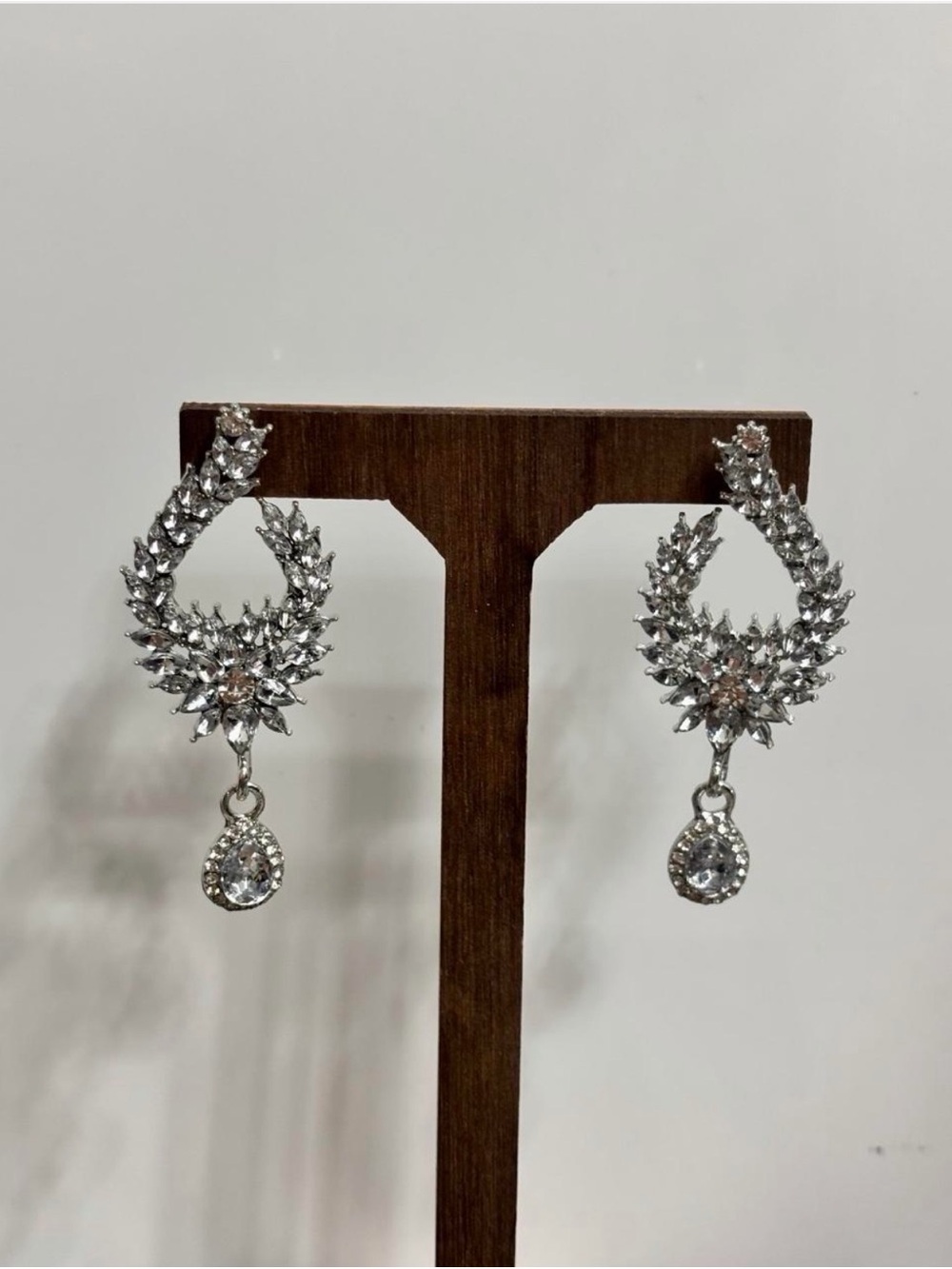 Halo Drop Earrings - Silver Tone
